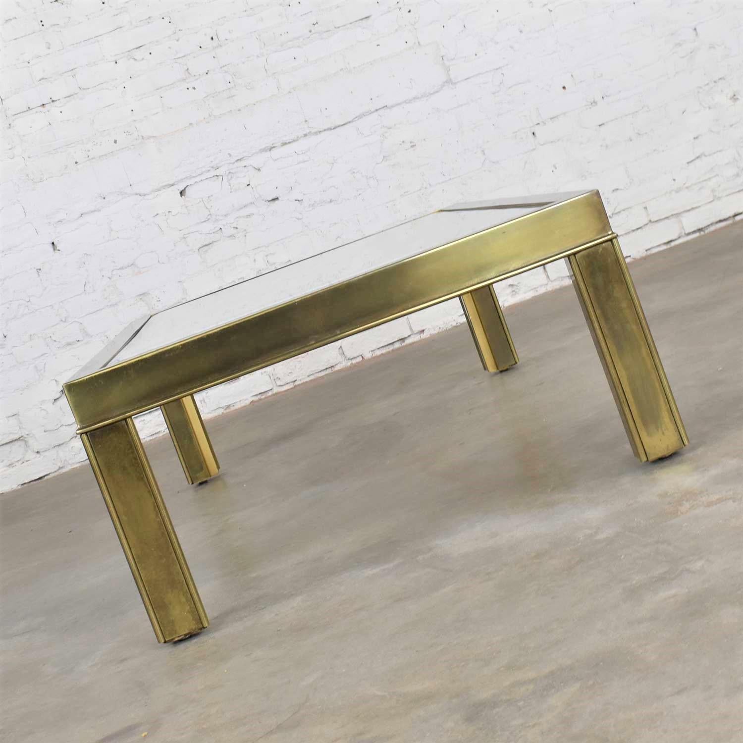 20th Century Modern Brass & Glass Parsons Style Coffee or Cocktail Table Style Mastercraft