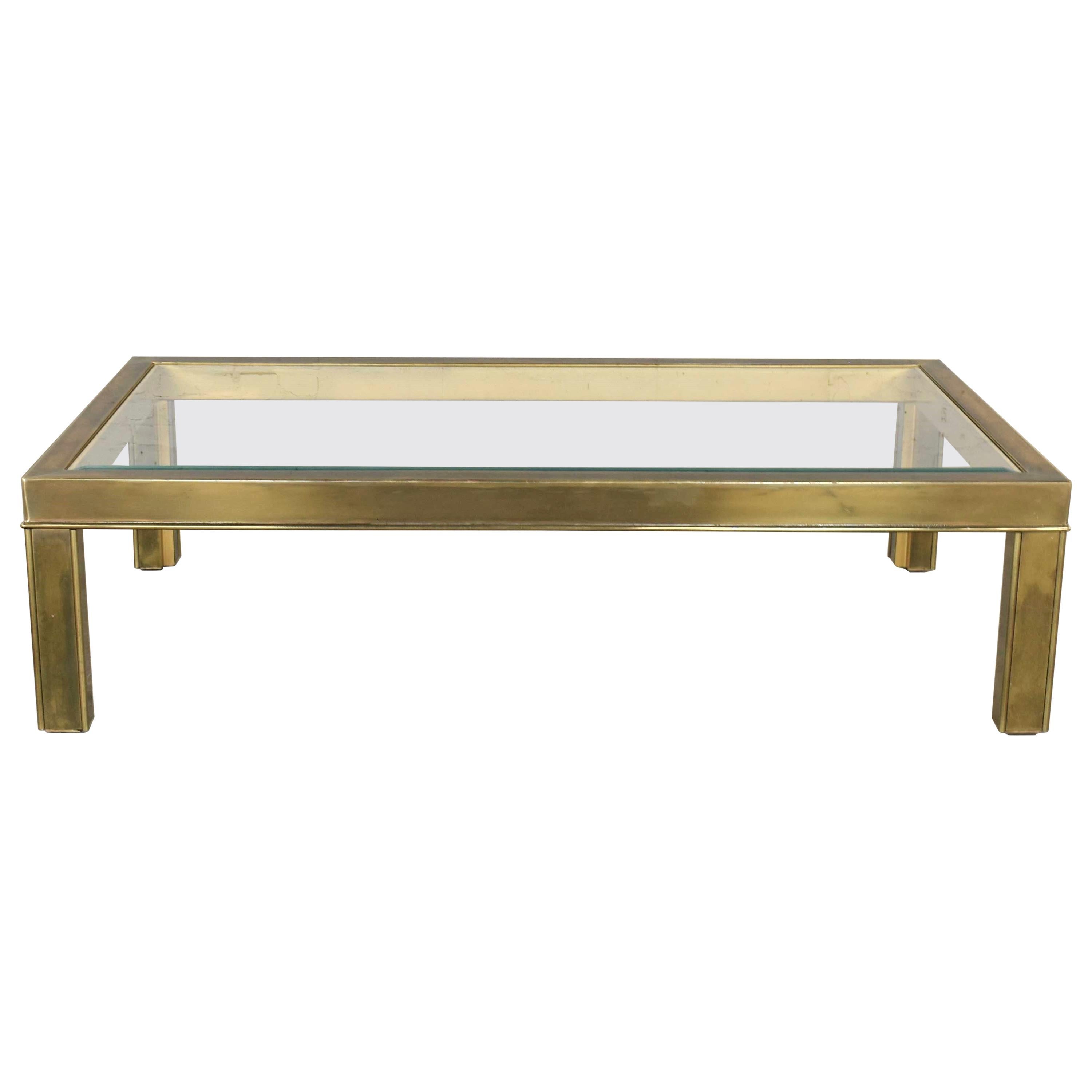 Modern Brass and Glass Parsons Style Coffee or Cocktail Table Style  Mastercraft at 1stDibs | mastercraft coffee table, mastercraft brass coffee  table, parson style coffee table