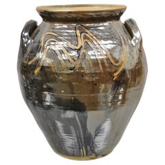 Große moderne Brown glasierte Keramik überdimensioniert Keramik 21" Boden Pflanzer Topf