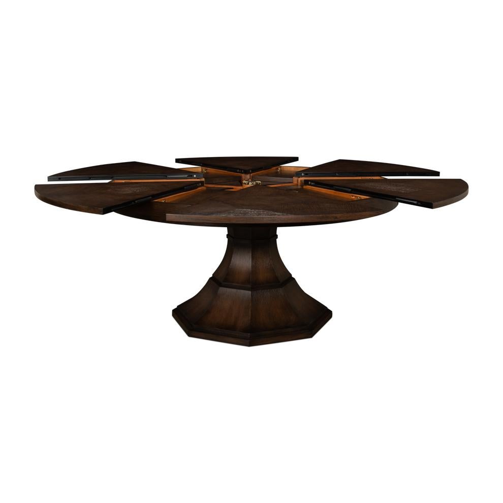 Art Deco Large Modern Brown Oak Dining Table For Sale
