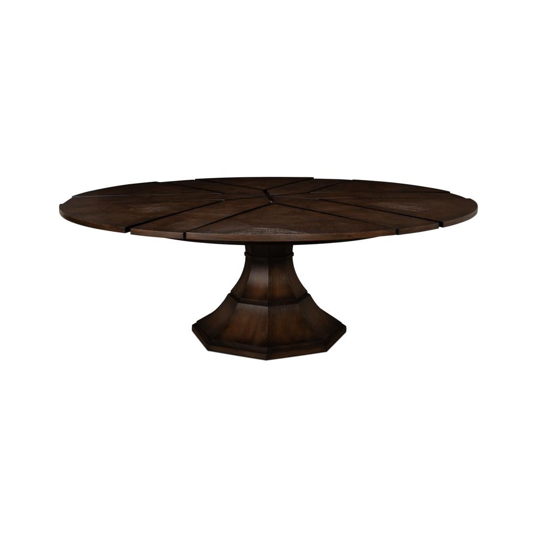 Large Modern Brown Oak Dining Table In New Condition For Sale In Westwood, NJ