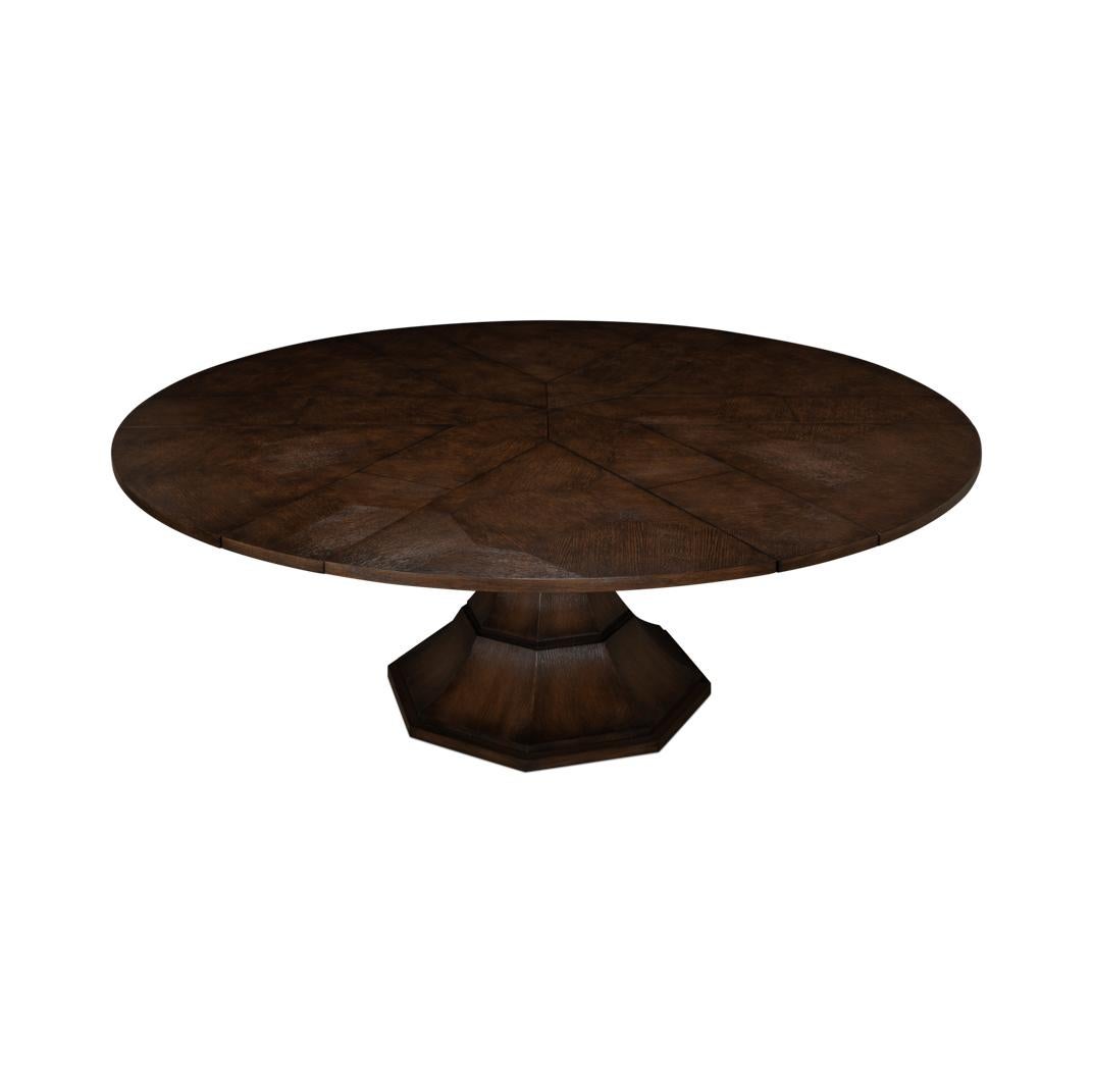 Contemporary Large Modern Brown Oak Dining Table For Sale