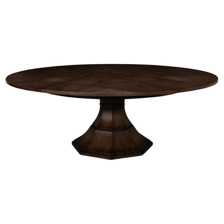 Large Modern Brown Oak Dining Table For Sale