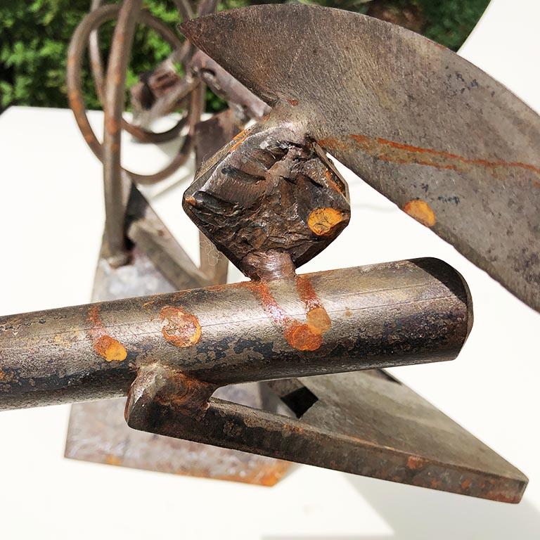 Large Modern Brutalist Bronze Iron Sculpture 21st Century Signed For Sale 3