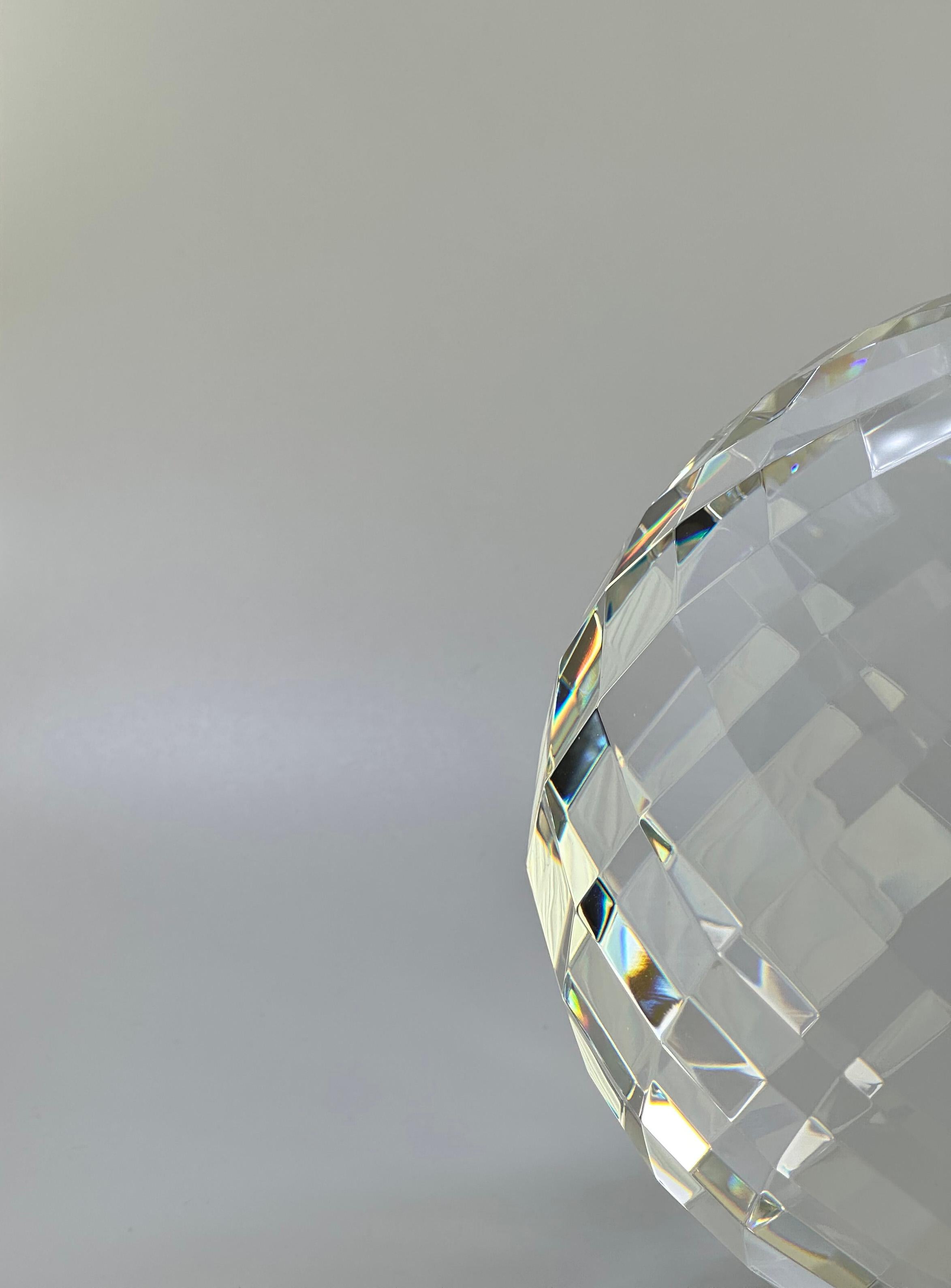 Américain Bougeoir Votive sculptural à facettes Veritas Home en verre d'art optique transparent 
