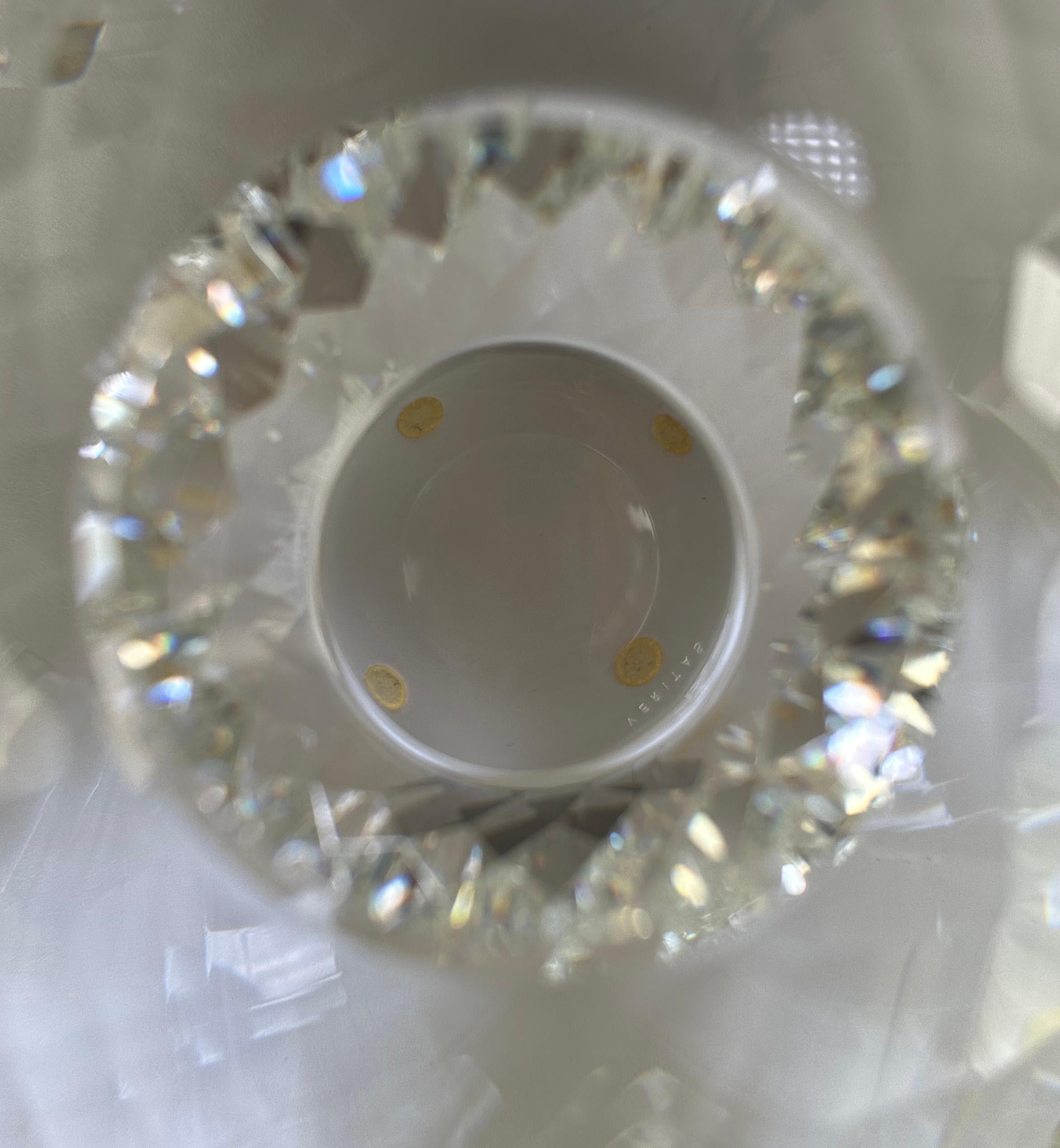 Veritas Home Sculptural Faceted Votive Candle Holder in Clear Optical Art Glass  In Good Condition In Glasgow, GB