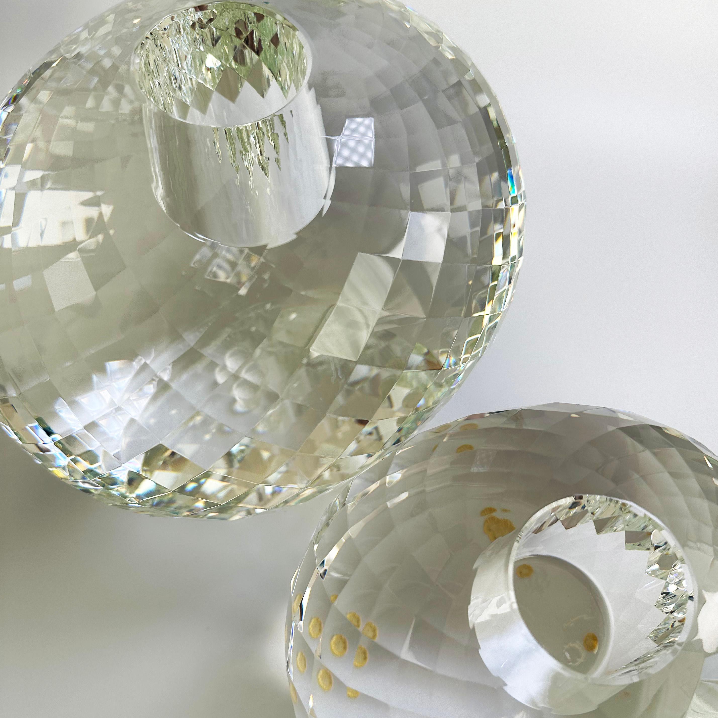 XXIe siècle et contemporain Bougeoir Votive sculptural à facettes Veritas Home en verre d'art optique transparent 