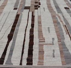 Large Modern Casual Afghan Rug in Wool with Abstract Design