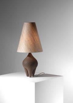 Large modern ceramic brown tripod lamp by Katia Mihaylova