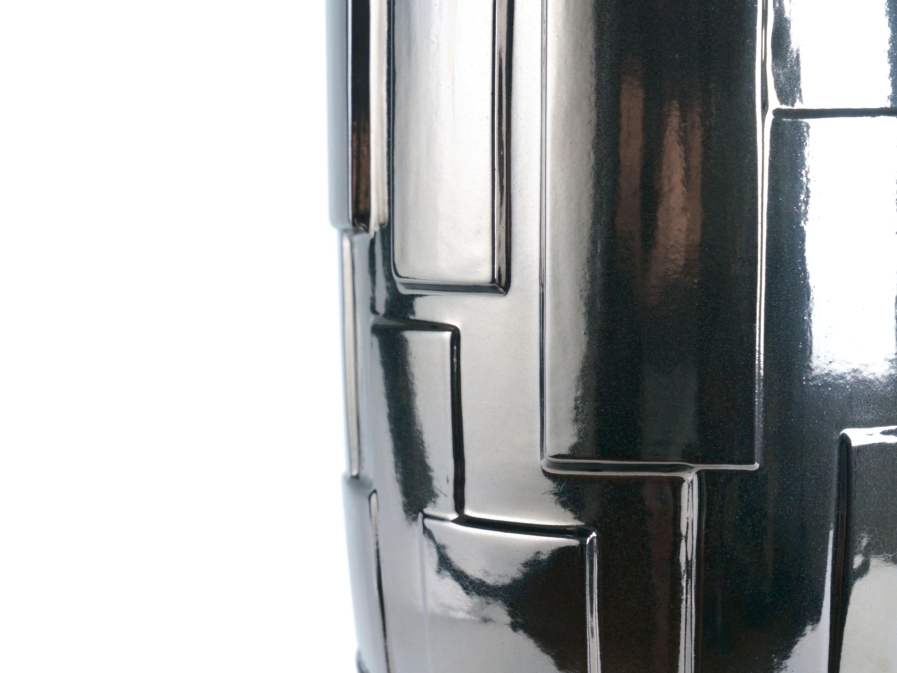 Italiano Vaso contemporaneo in ceramica Scultura Lucentezza metallica made in Italy in vendita