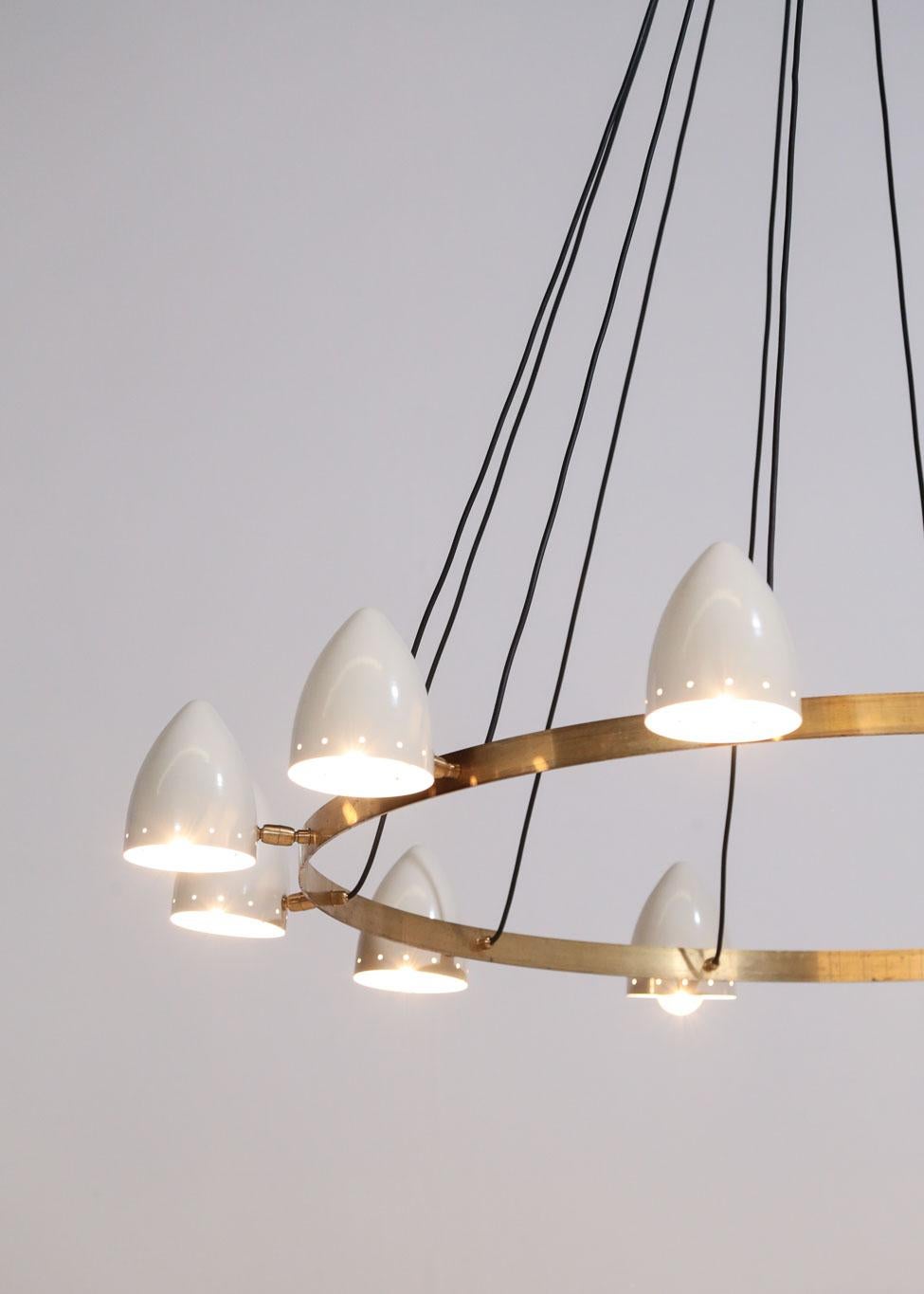 Mid-Century Modern Large Modern Chandelier, Italian Stilnovo Style