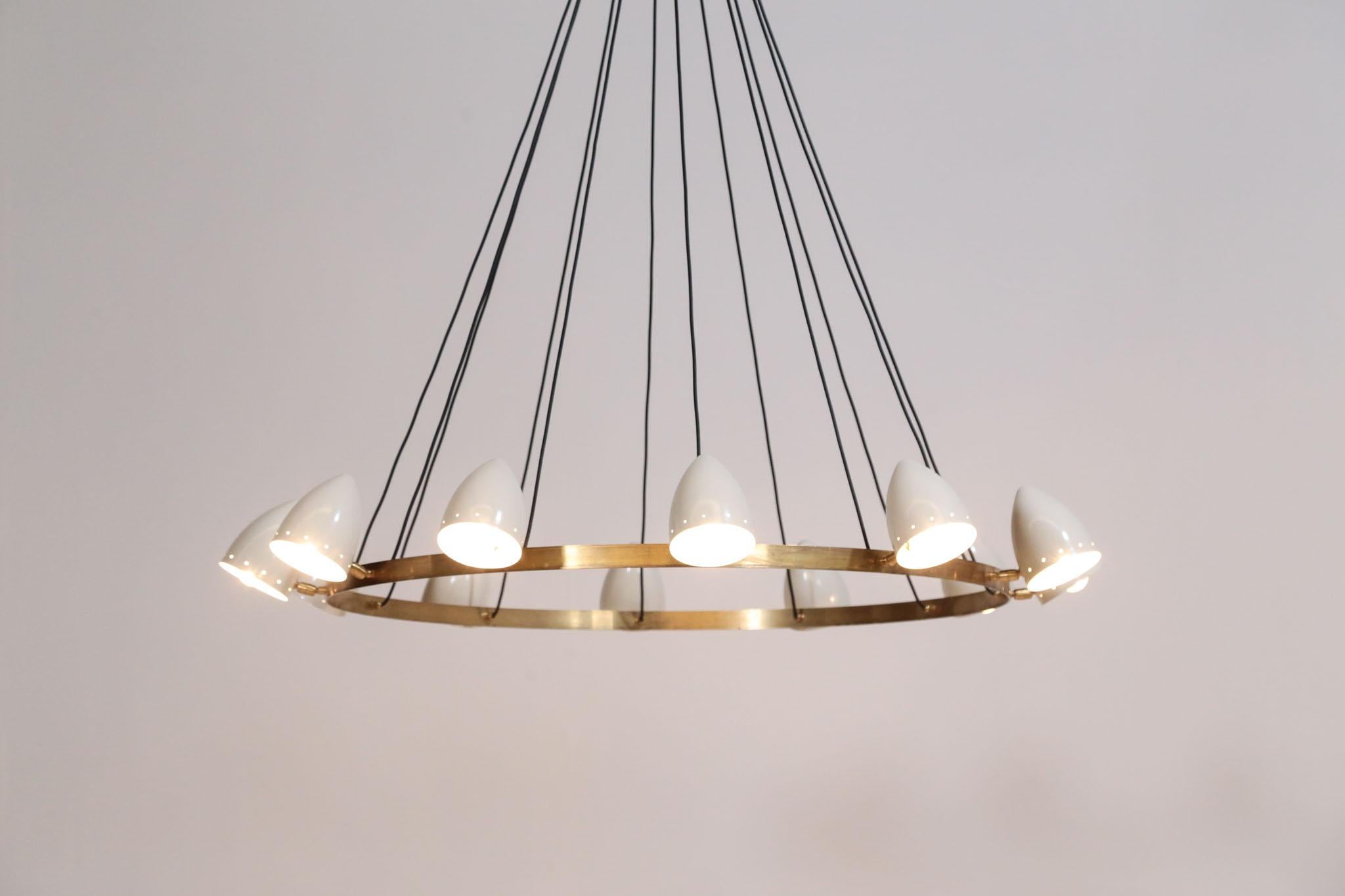 European Large Modern Chandelier, Italian Stilnovo Style
