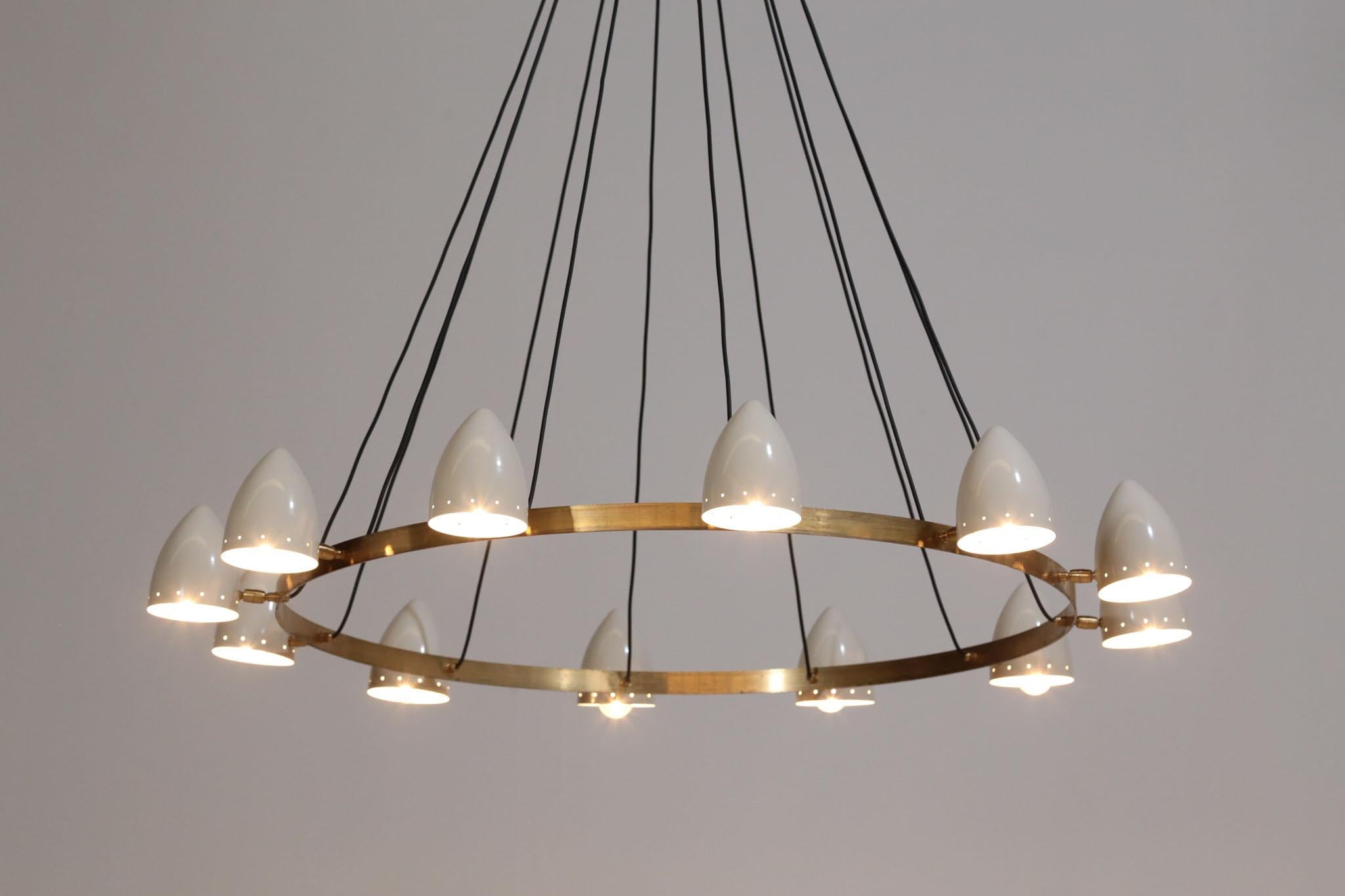 Large Modern Chandelier, Italian Stilnovo Style In Excellent Condition For Sale In Lyon, FR