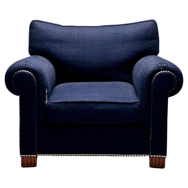 Large Modern Club / Lounge Chair for Reupholstery Labeled Ralph Lauren For Sale