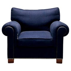 Grande chaise club/ lounge moderne à retapisser étiquetée Ralph Lauren