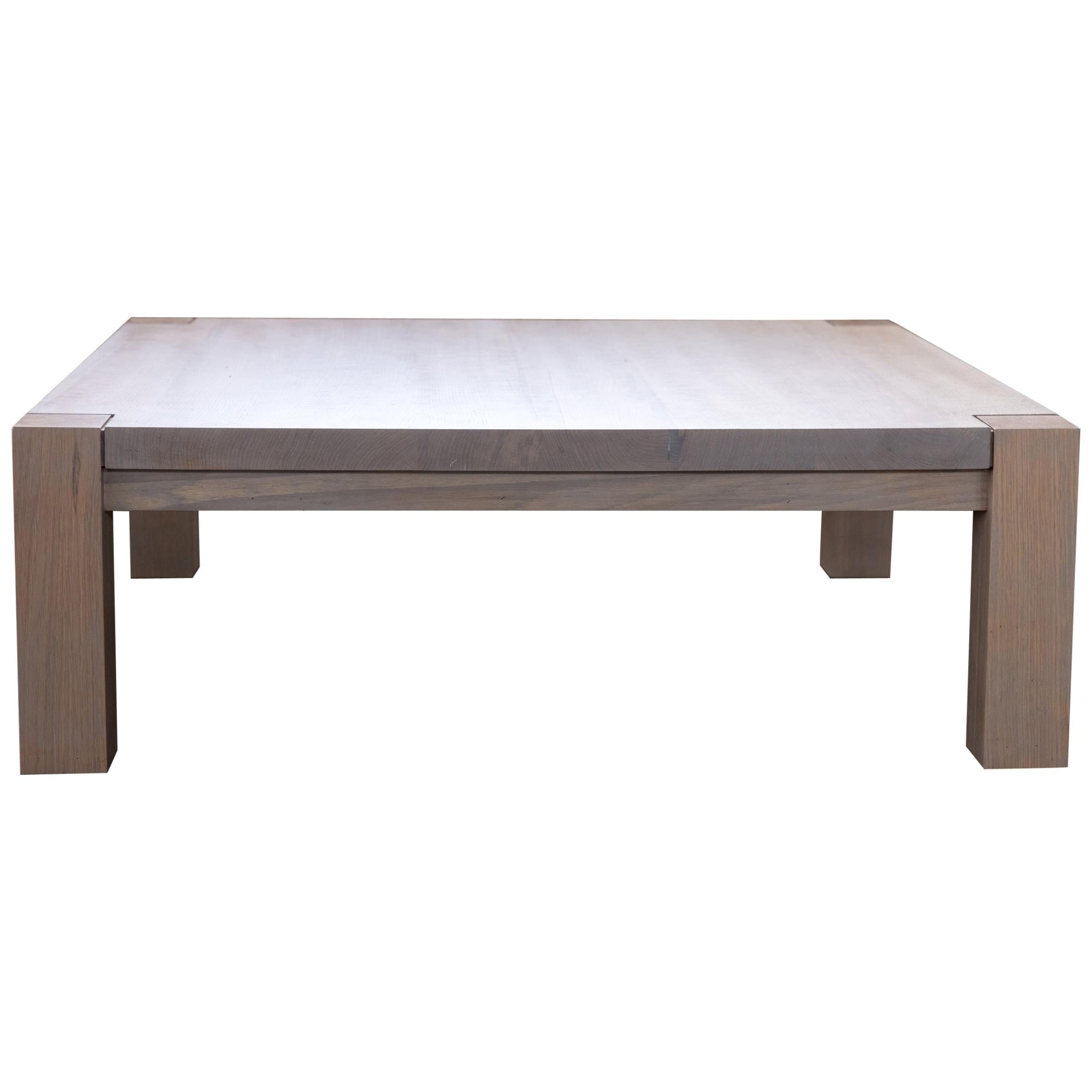 Large Modern Coffee Parsons Style Table in Rustic Oak with Grey Stain