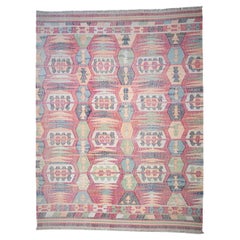 Grand tapis Kilim moderne en coton (DK-119-31)