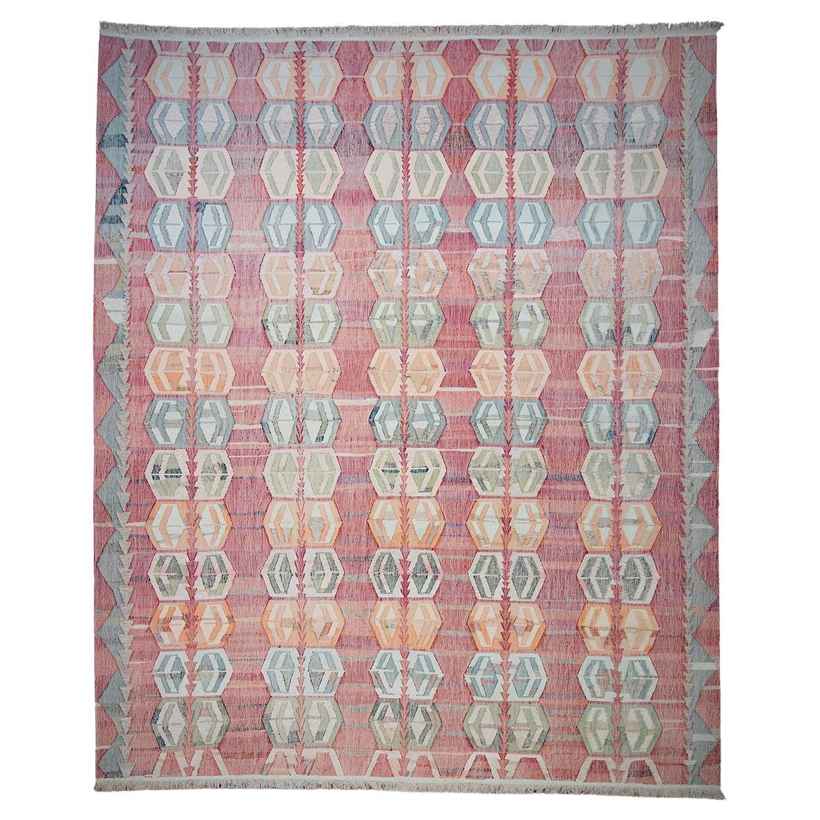 Large Modern Cotton Rag Kilim (DK-119-33) For Sale