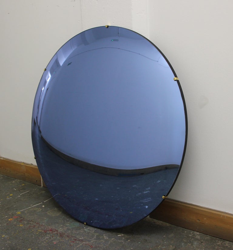 Large Modern Crafted Frameless Orbis™ Blue Convex Mirror For Sale at