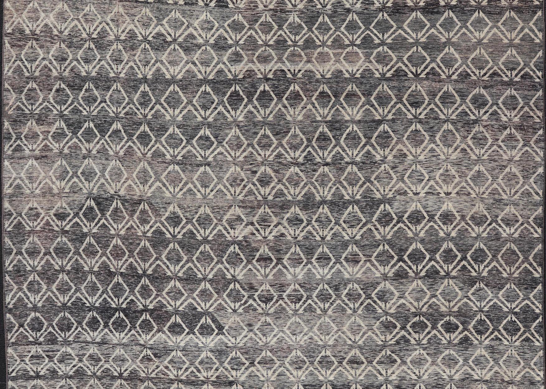 Großer Teppich im modernen Design mit komplizierten geometrischen Mustern  13' 10 x 19' 7 (Afghanisch) im Angebot