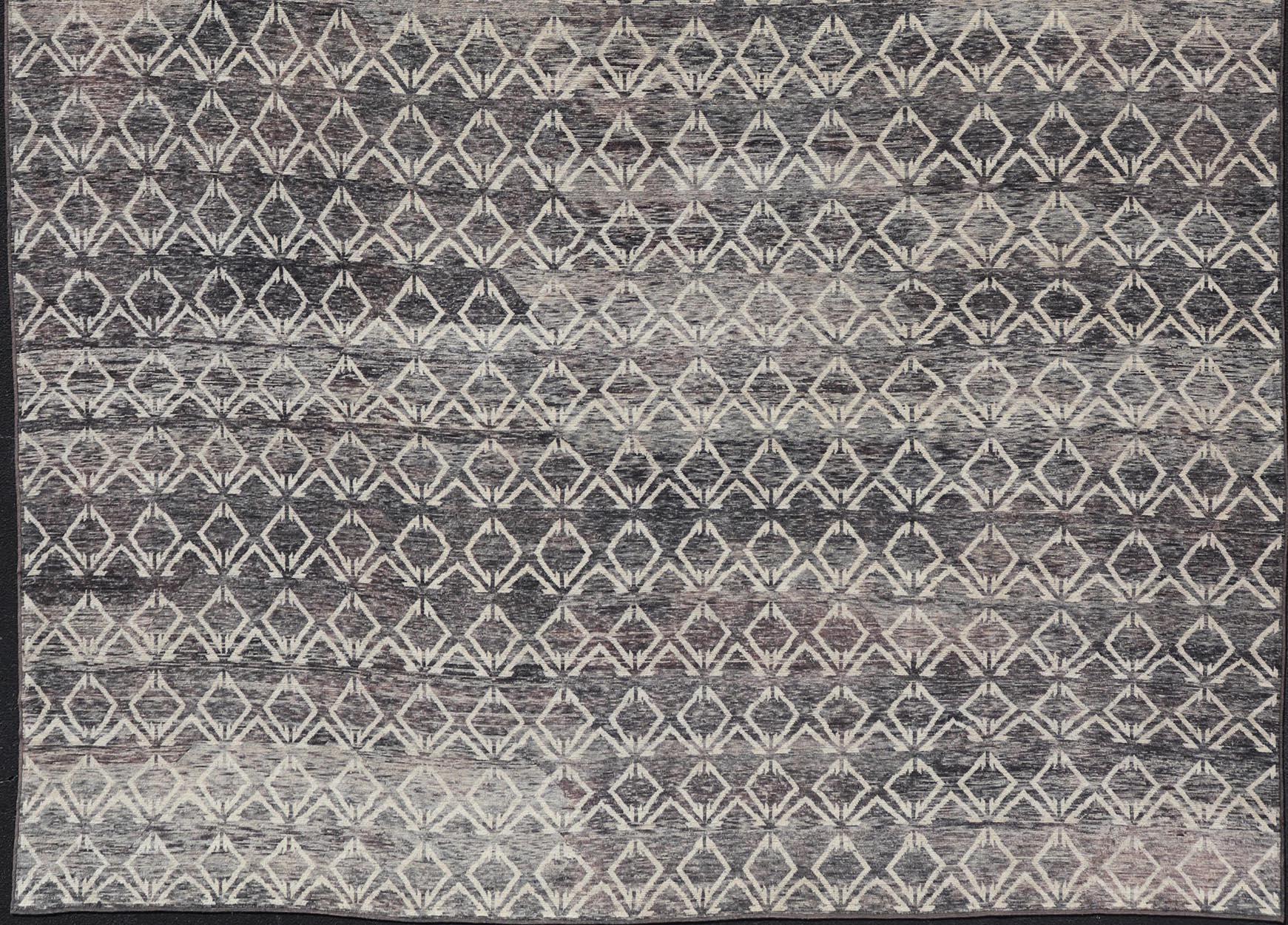 Großer Teppich im modernen Design mit komplizierten geometrischen Mustern  13' 10 x 19' 7 (Handgeknüpft) im Angebot