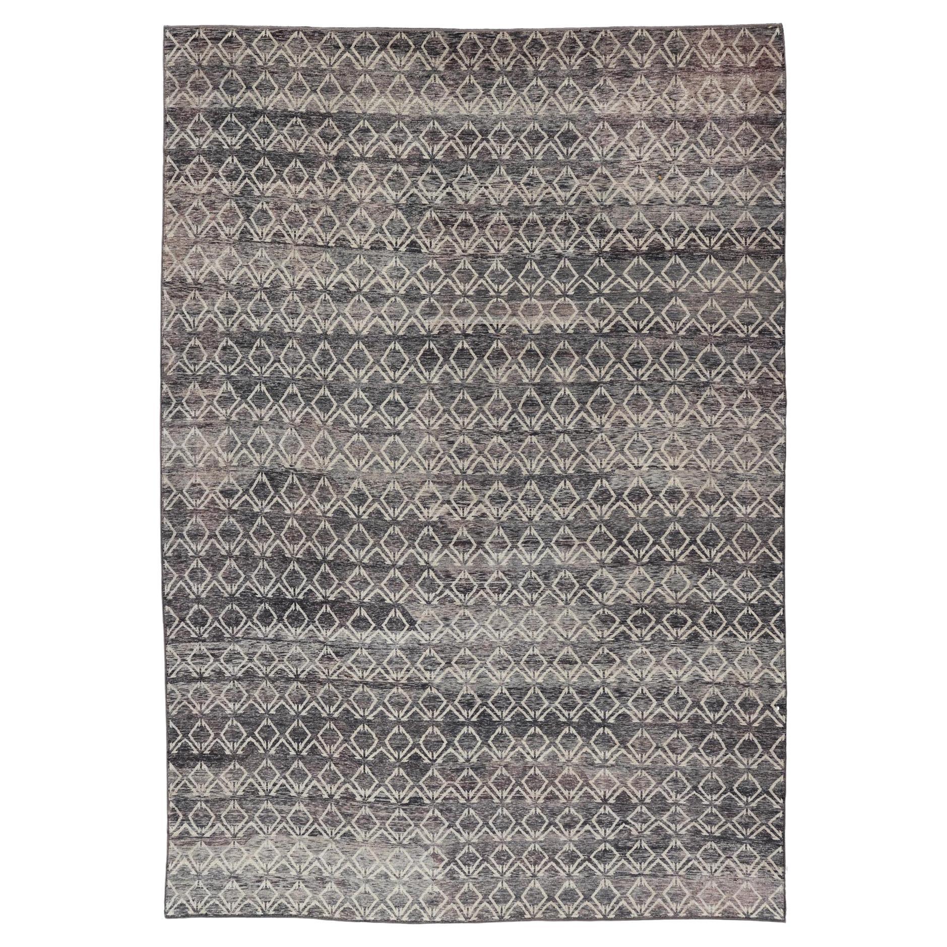 Large Modern Design Rug with Intricate Geometric Patterns  13' 10 x 19' 7