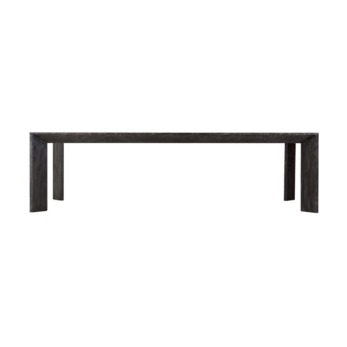 A large modern ember oak dining table to seat 8 or more people. A sleek clean-lined design fitting well within today's modern decor kitchen or dining room. A highly sought-after style with a modern minimalist look.

Dimensions: 107.75