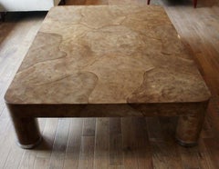 Großer moderner Ernest C Masi Lack Ziegenleder Couchtisch im Springer-Stil