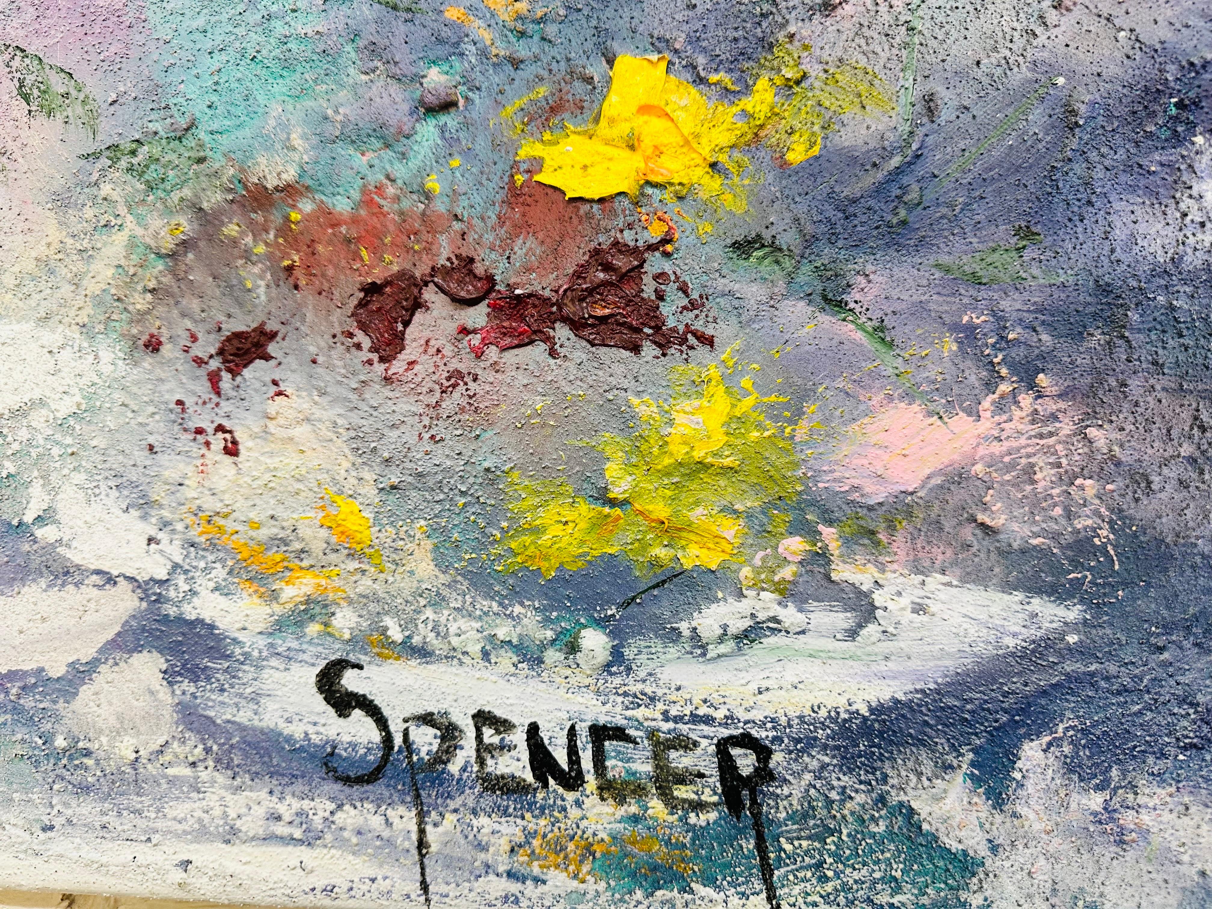 Large Modern Expressionist Abstract Painting Signed Spencer In Good Condition For Sale In Clarksboro, NJ