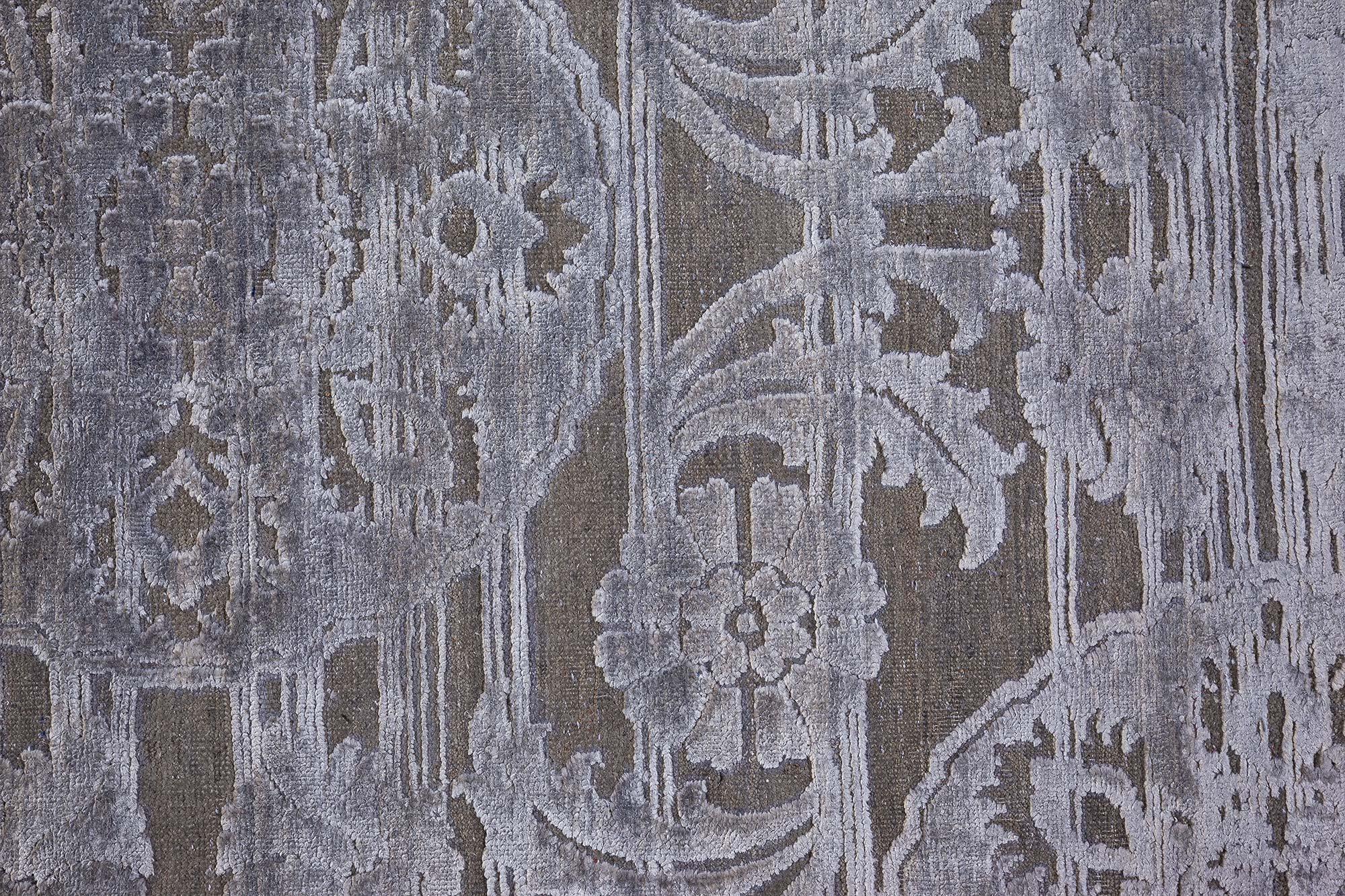 Grande tappeto personalizzato dal design floreale moderno realizzato a mano da Doris Leslie Blau In condizioni Nuovo in vendita a New York, NY
