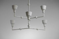 Large Modern French Plaster Chandelier in the Giacometti Style, G337