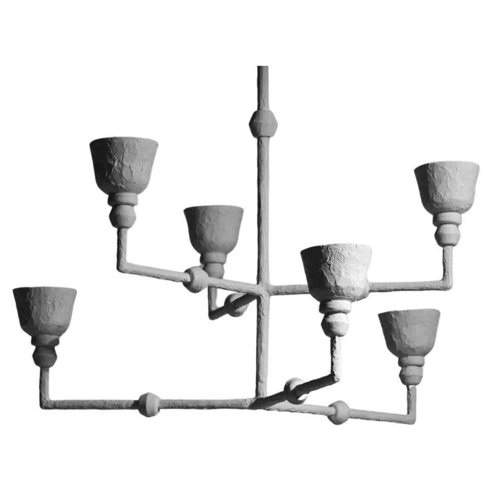 Large Modern French Plaster Chandelier in the Giacometti Style, G337