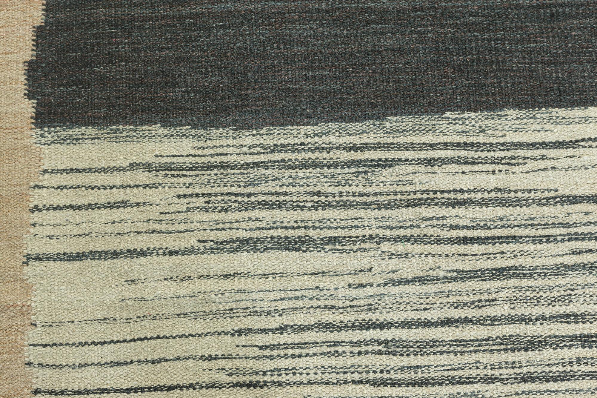 Großer moderner geometrischer Flachgewebe-Teppich von Doris Leslie Blau (Handgeknüpft) im Angebot