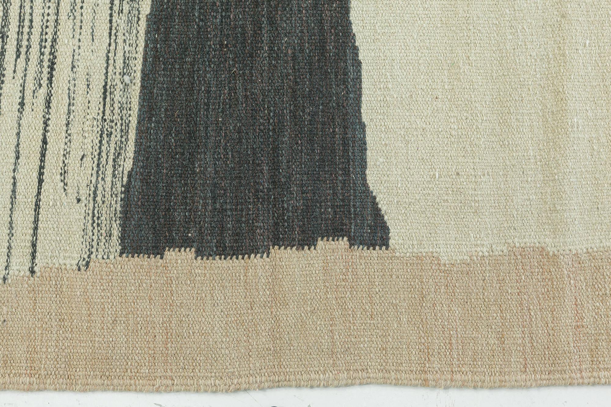 Großer moderner geometrischer Flachgewebe-Teppich von Doris Leslie Blau (Wolle) im Angebot