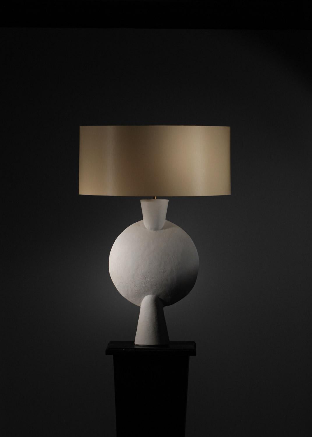 Large modern geometric plaster lamp in the style of Diego Giacometti  For Sale 5