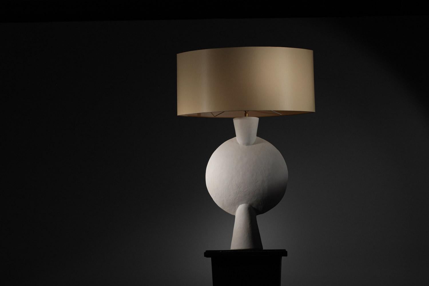 Large modern geometric plaster lamp in the style of Diego Giacometti  For Sale 6