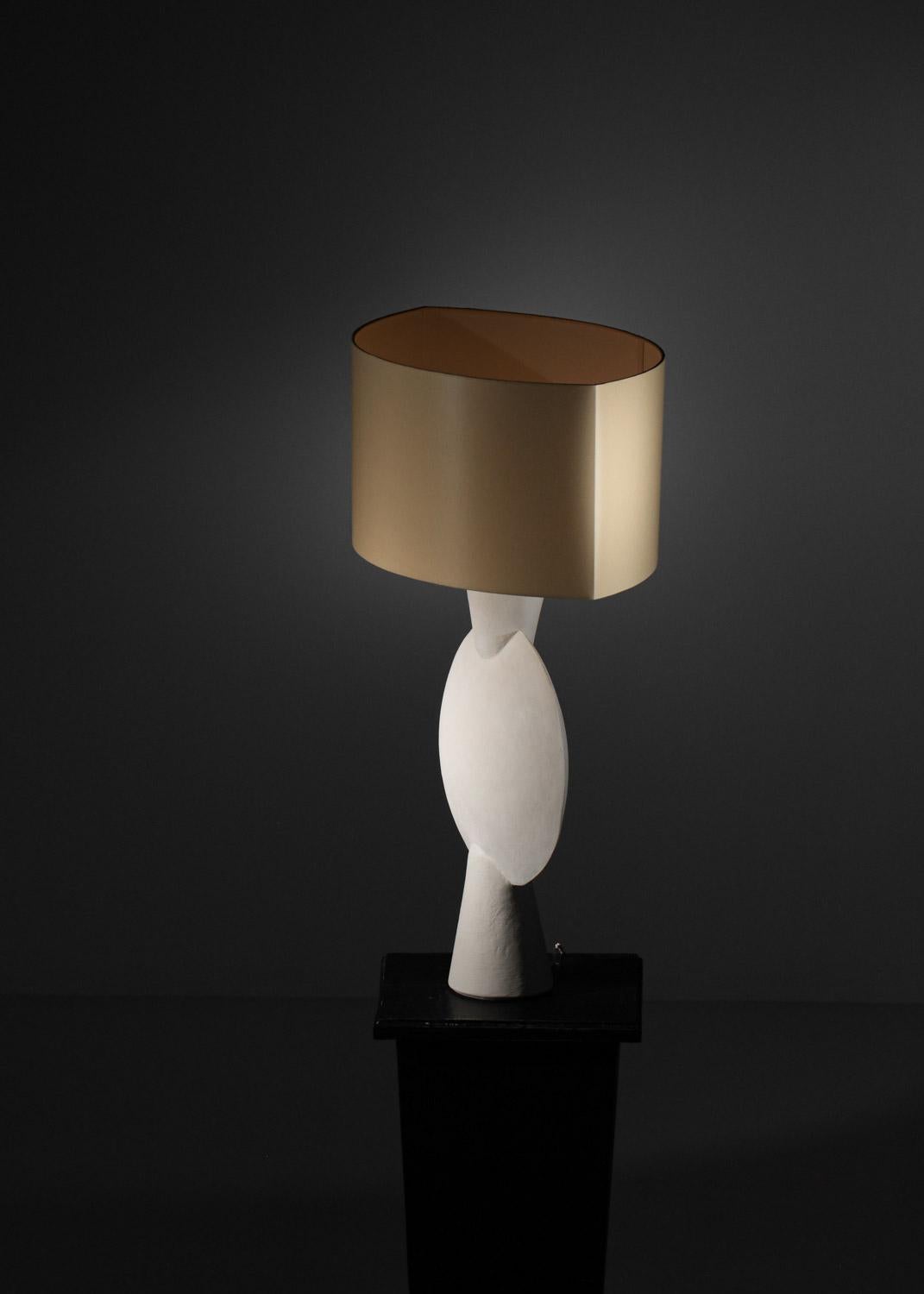 Grande lampe géométrique moderne en plâtre dans le style de Diego Giacometti  en vente 8
