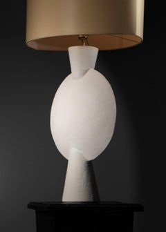 Grande lampe géométrique moderne en plâtre dans le style de Diego Giacometti