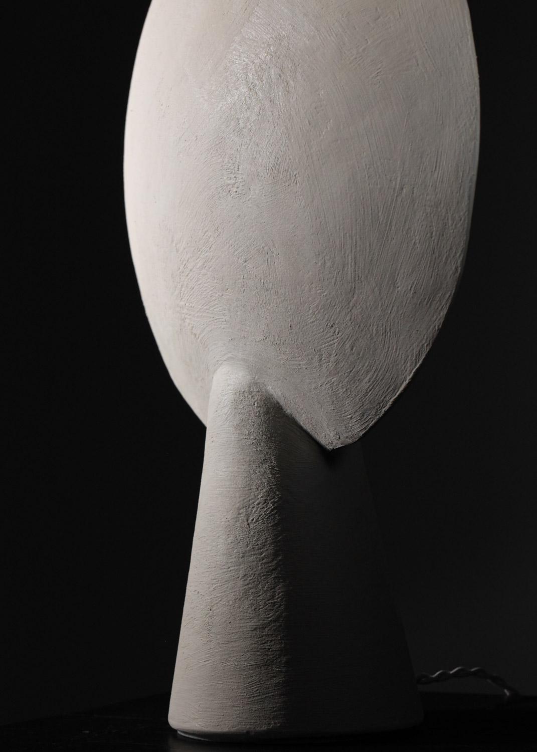 Plaster Large modern geometric plaster lamp in the style of Diego Giacometti  For Sale