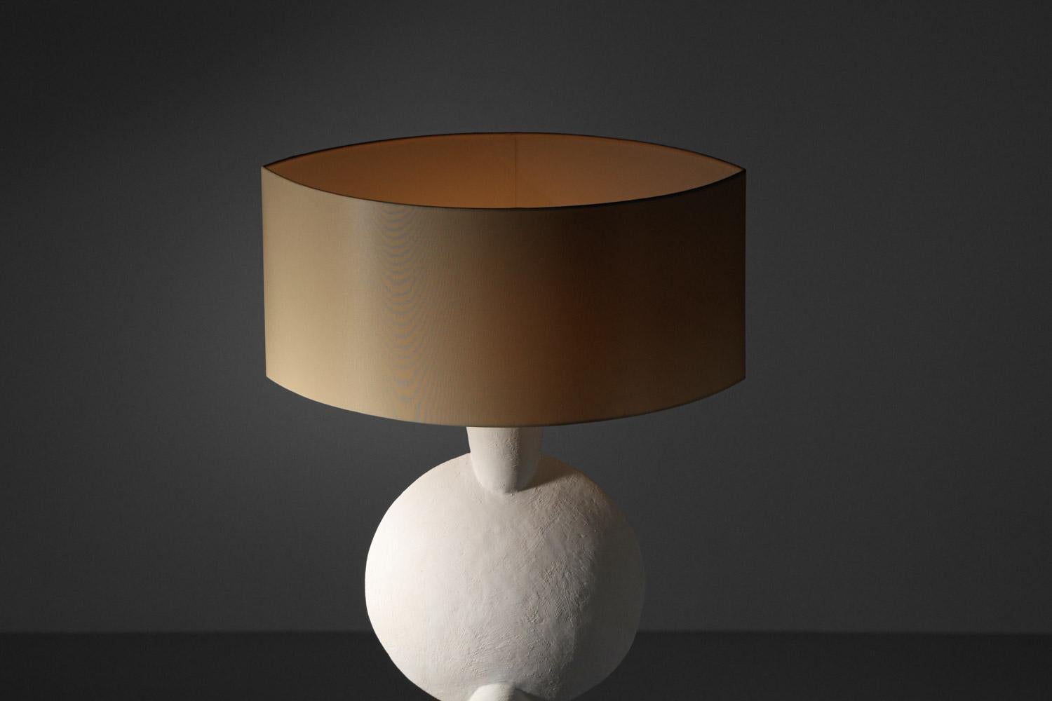 Large modern geometric plaster lamp in the style of Diego Giacometti  For Sale 1