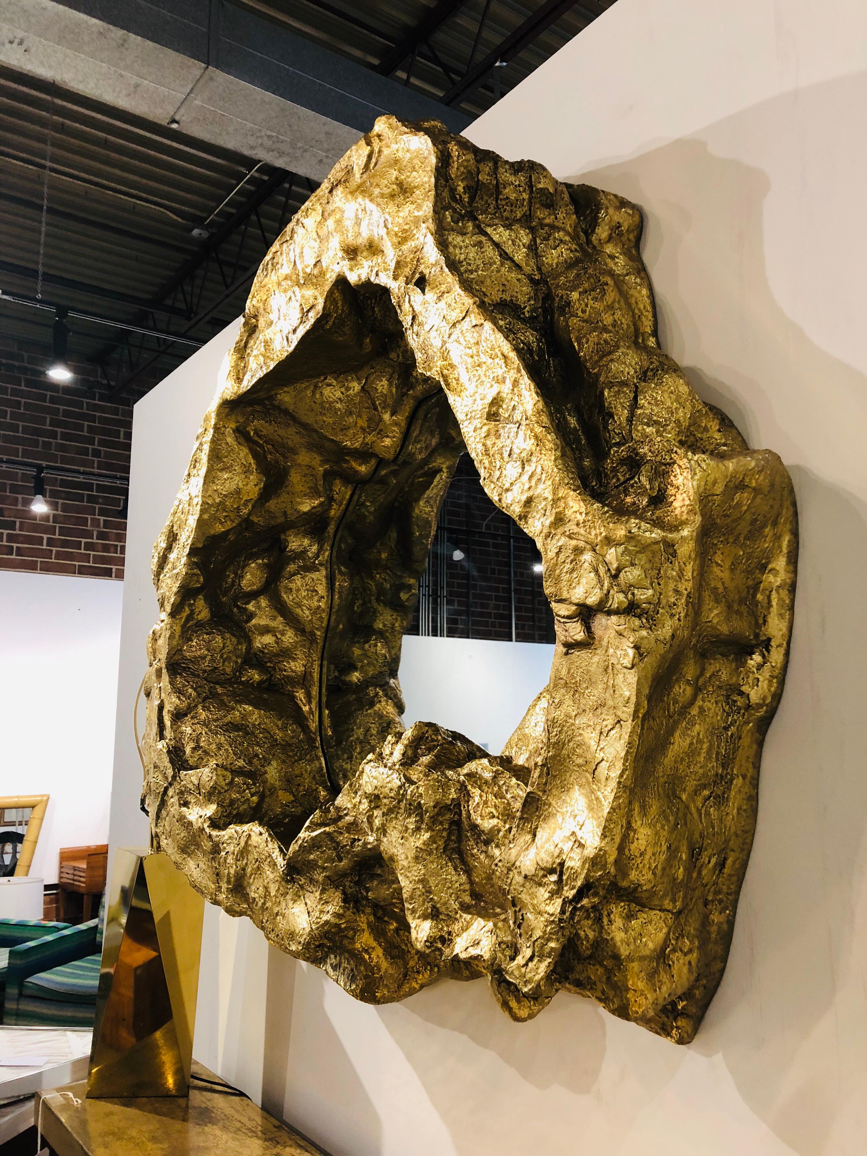 American Large Modern Gold Leaf Wall Mirror