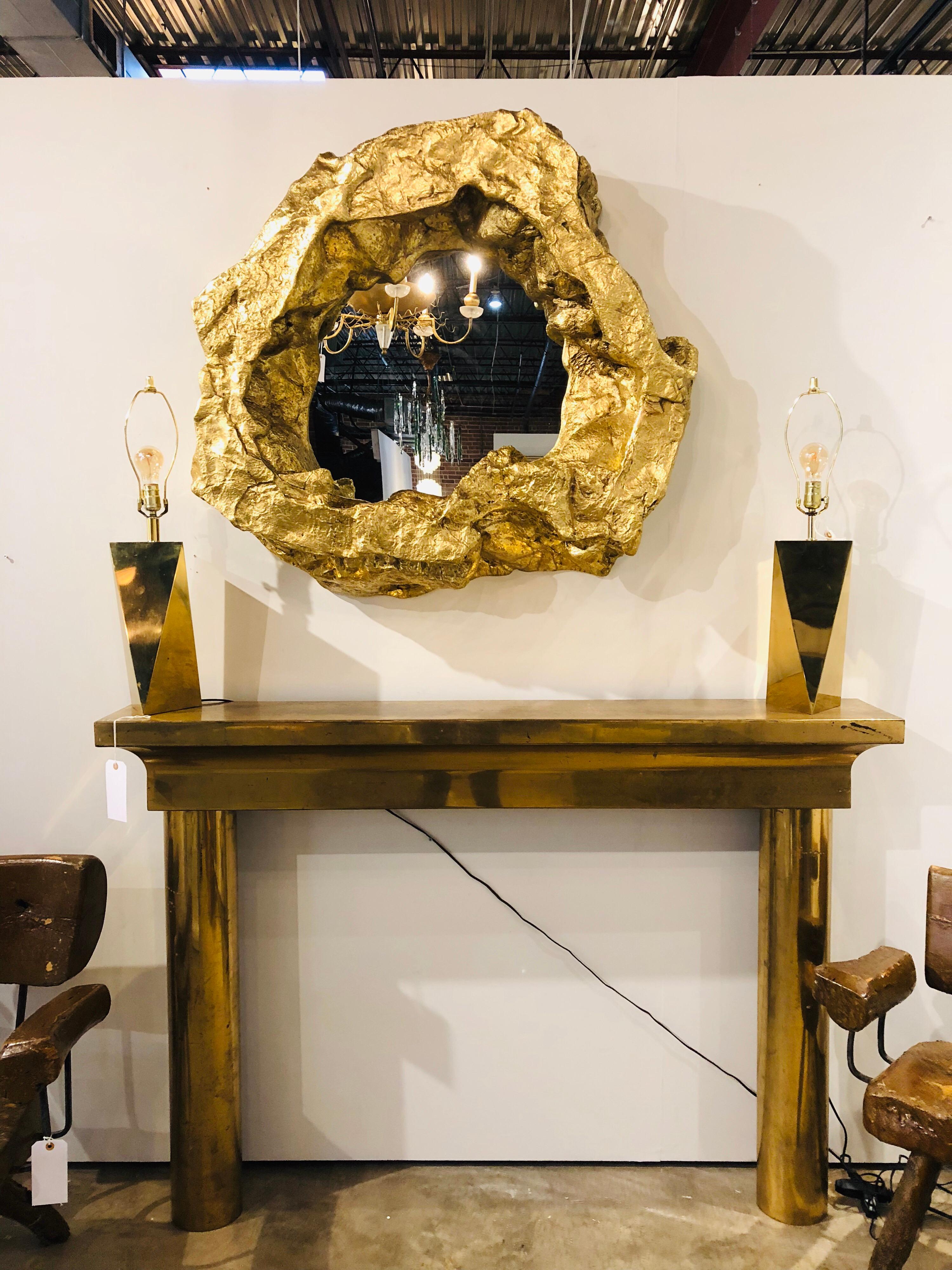 Late 20th Century Large Modern Gold Leaf Wall Mirror
