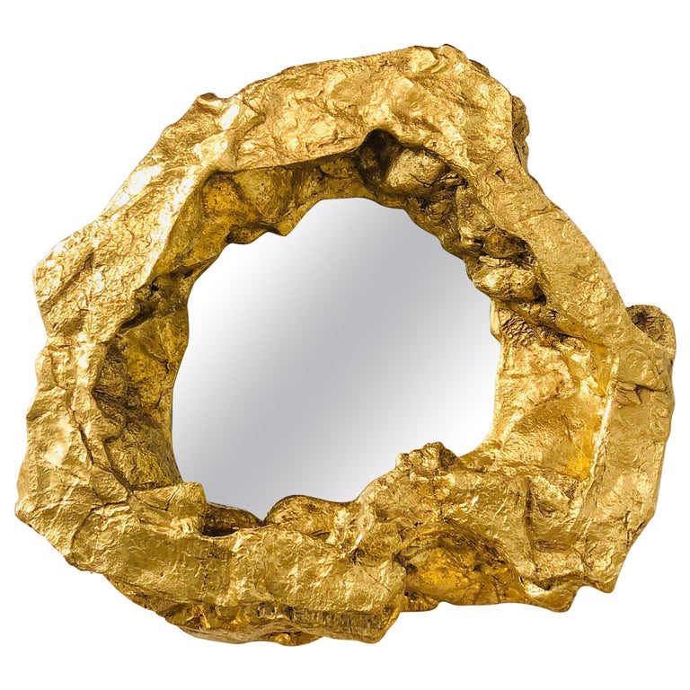 Large Modern Gold Leaf Wall Mirror at 1stDibs