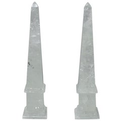Large Modern Hand Carved and Hand Polished Rock Crystal Obelisks