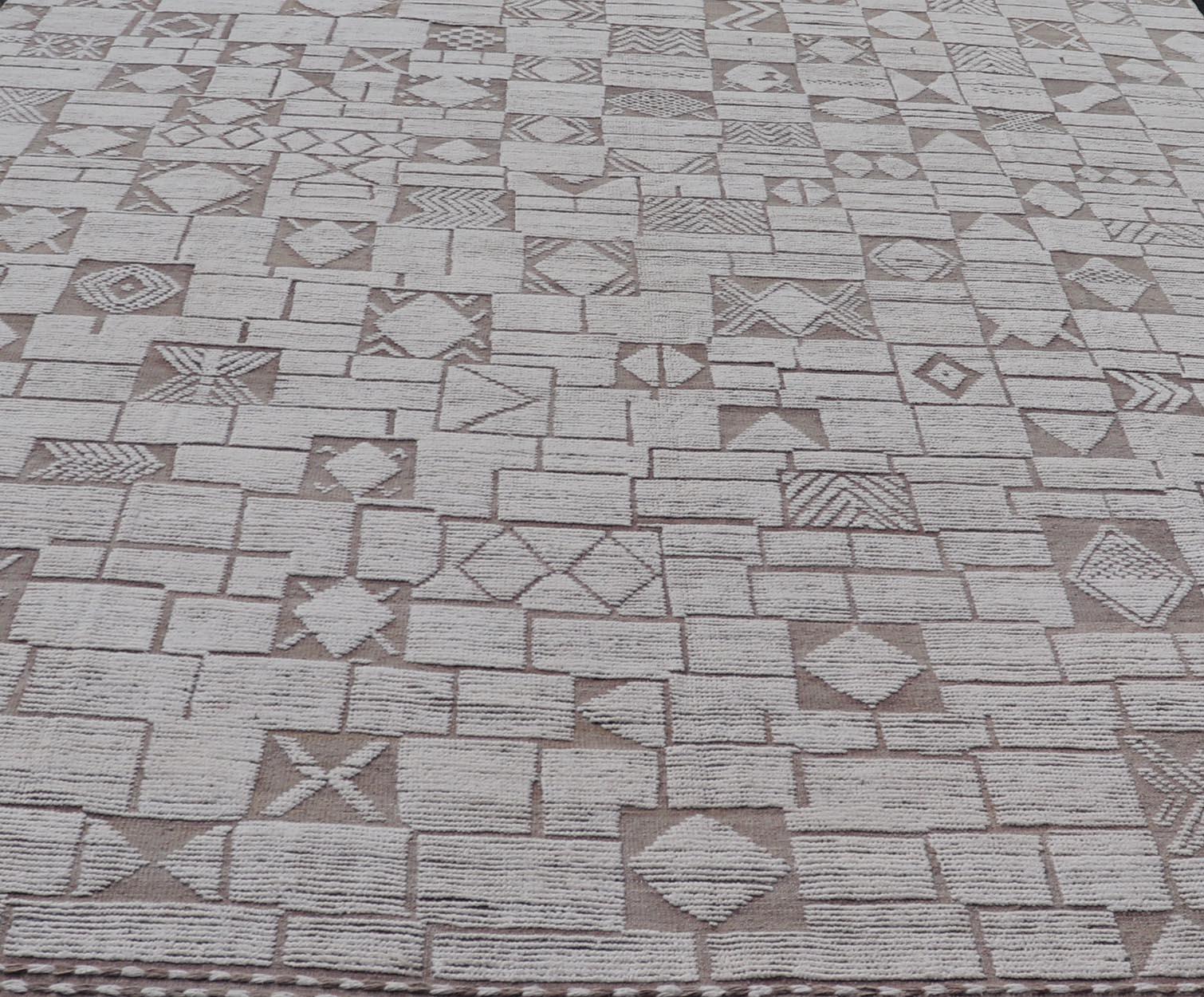 Large Modern Hand-Knotted Moroccan Rug in Wool with Sub-Geometric 11'6 x 18'3 For Sale 5