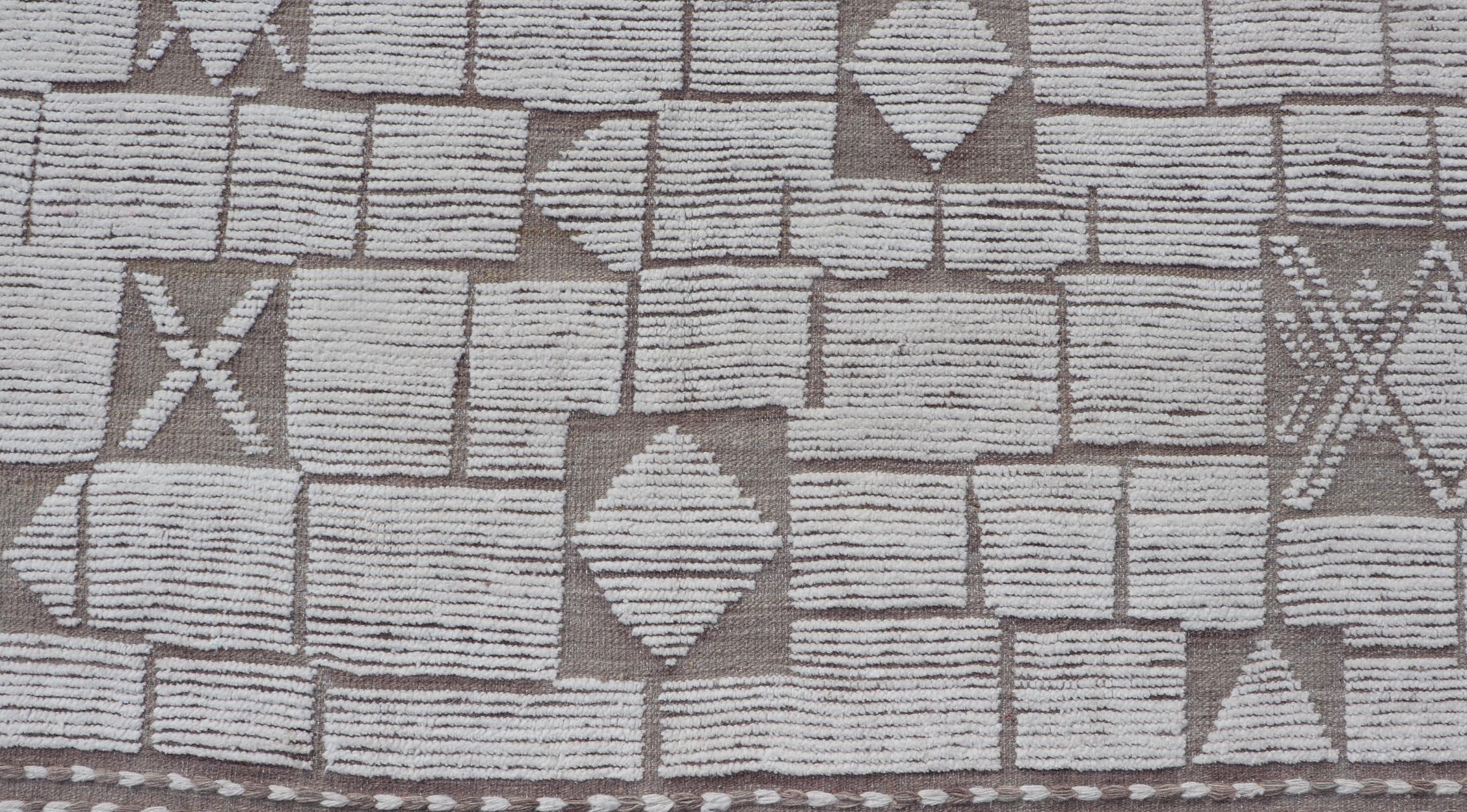 Large Modern Hand-Knotted Moroccan Rug in Wool with Sub-Geometric 11'6 x 18'3 For Sale 9