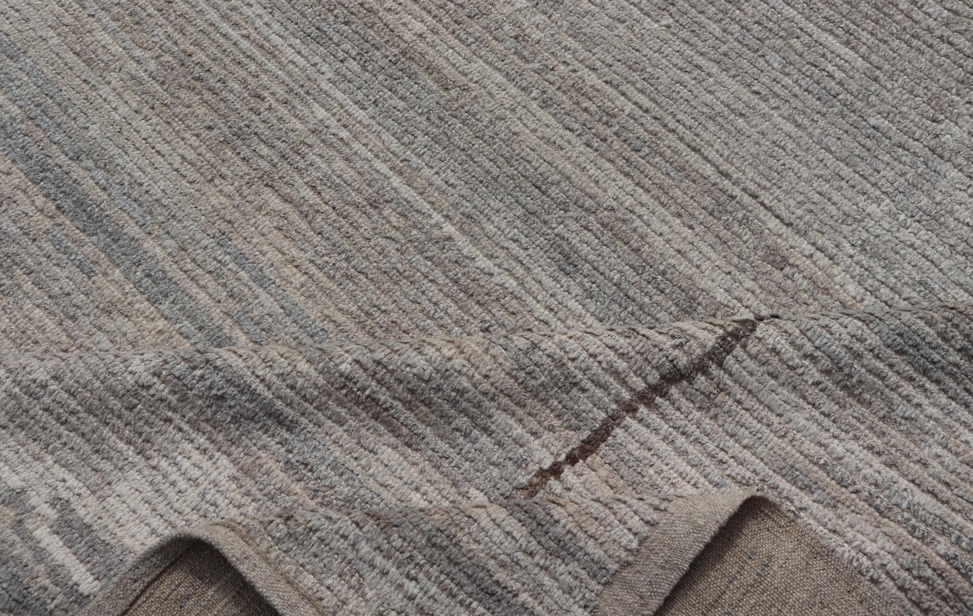 Large Modern Hand-Knotted Rug with Moroccan Design in Earthy and Natural Tones 9