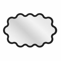 Large Modern Horizontal Oval Wavy Black Mirror – Hvyli Oval 90 by oitoproducts