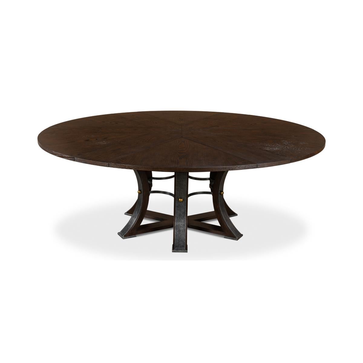 Iron Large Modern Industrial Dining Table - 84 - Burnt Brown For Sale