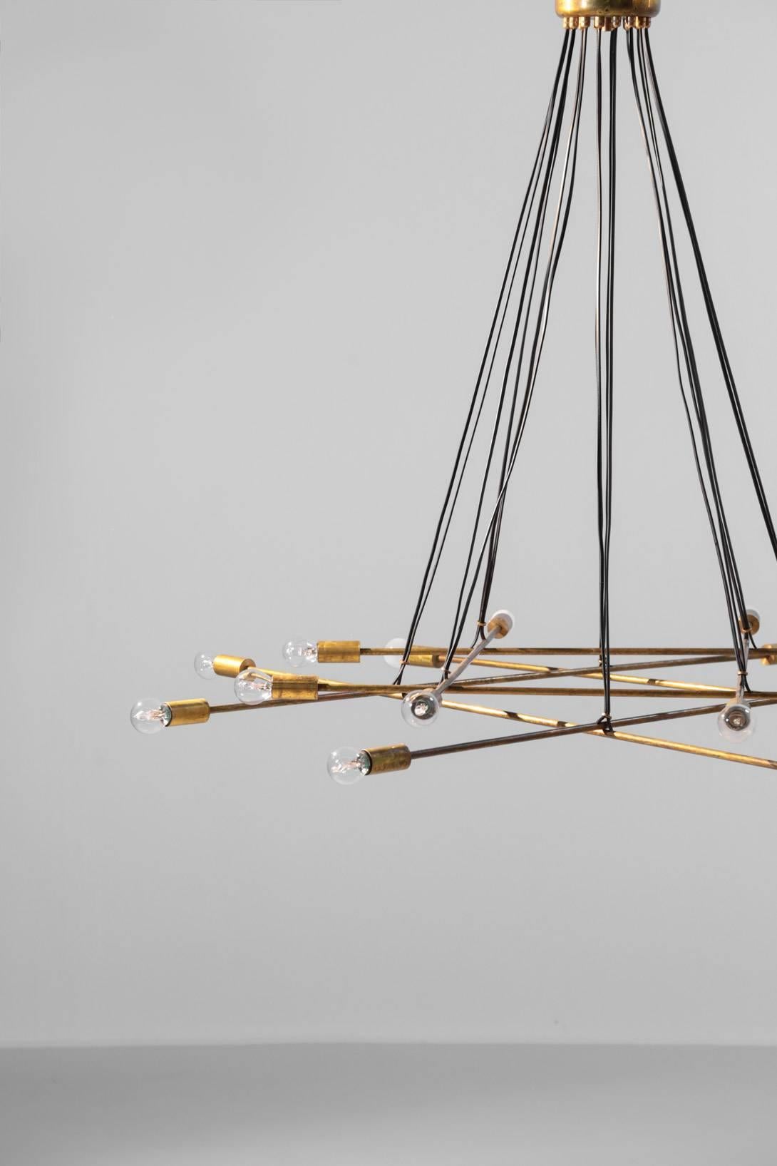 Large Modern Italian Pendant/Chandelier Sixteen-Light, Gino Sarfatti Style For Sale 2